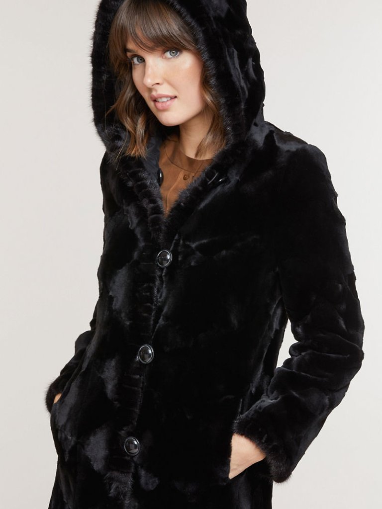 Overland, Betsy Reversible Hooded Mink Fur Coat, See Measurement Pics For Size — image 2 of 8